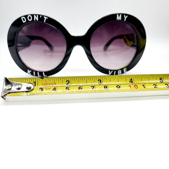 DON'T KILL MY VIBE Phrase Round Frame & Oversized Square Frame Sunglasses Bundle - Picture 9 of 10